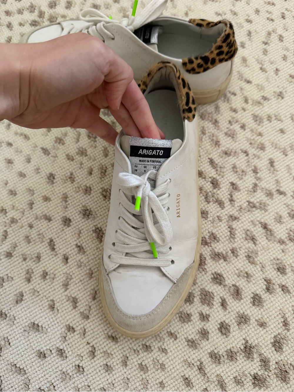 Axel Arigato White Leather Sneakers with Leopard Accent